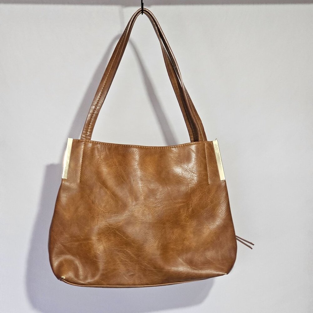 Madison West Vintage Camel Brown Faux Leather Handbag Purse Boho Cottagecore - Picture 2 of 16
